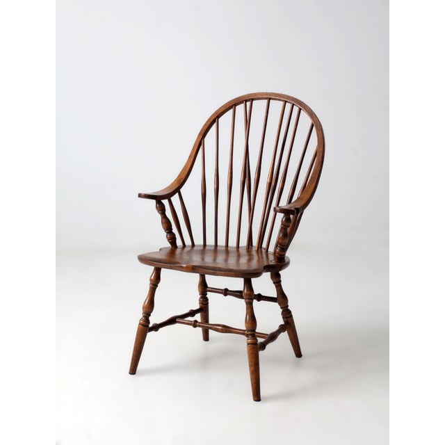 Antique American Windsor Brace Back Armchair For Sale - Image 11 of 13