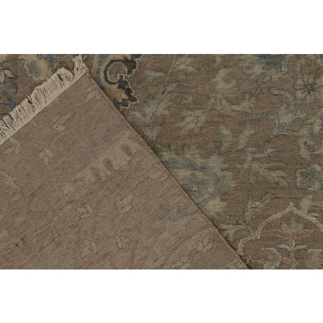 Textile Rug & Kilim’s Classic Style Rug in Beige, Gray and Blue Medallion Floral Pattern For Sale - Image 7 of 7