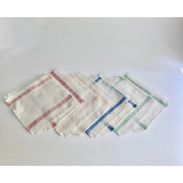 Vintage Off White Woven Cocktail Napkins- Set of 8 For Sale - Image 13 of 13