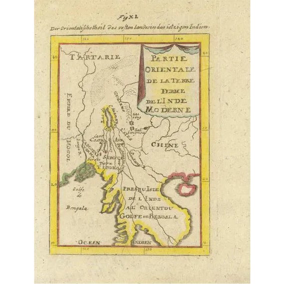 Antique Map of India and the Gulf of Bengal by Mallet, 1686 For Sale