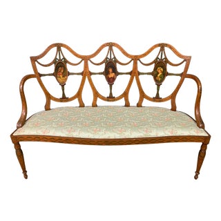Painted Satinwood Settee, 1900 For Sale