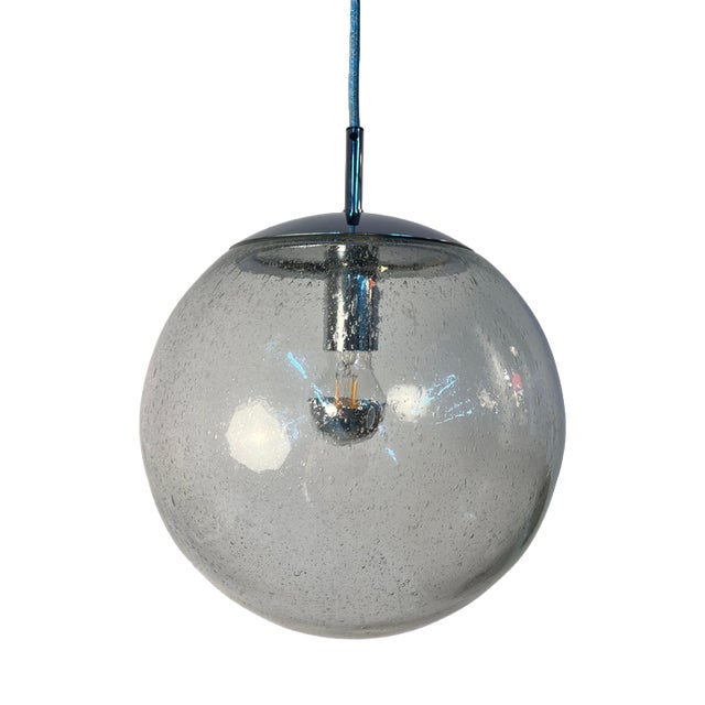 Glass and Chrome Globe Lamp from Hustadt Leuchten For Sale