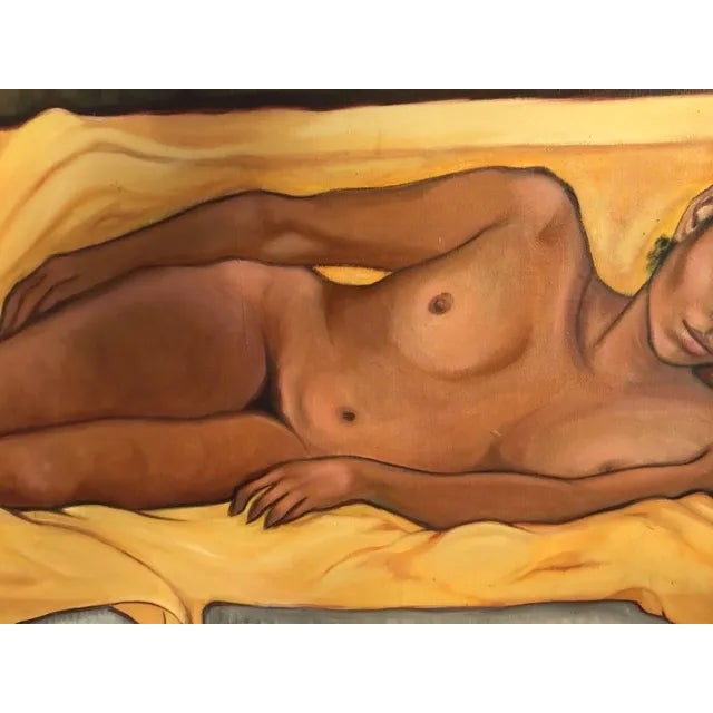 Mexican Nude Lady Figurative Oil Painting Canvas Signed Castillo For Sale - Image 3 of 11