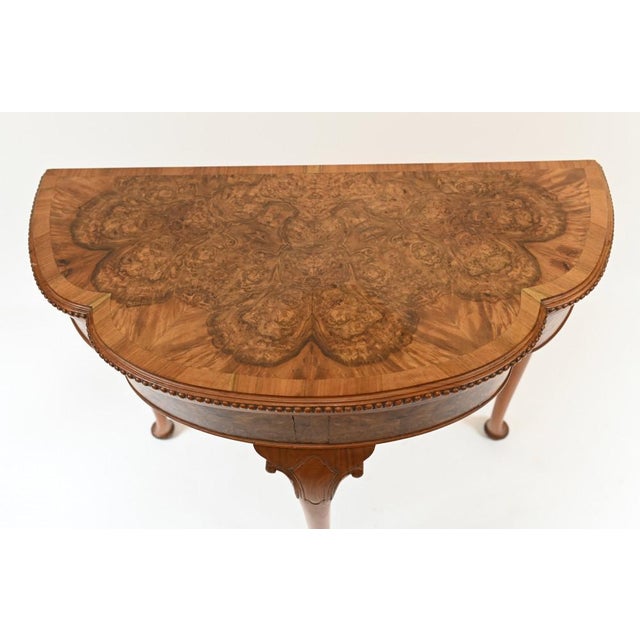 Queen Anne Burr Walnut Games Table, 1930s For Sale - Image 4 of 8