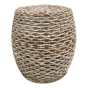 Late 20th Century Chinoiserie Woven Rattan Garden Stool or Side Table