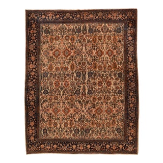 Late 19th Century Hand Knotted Persian Farahan Sarouk Wool Rug For Sale
