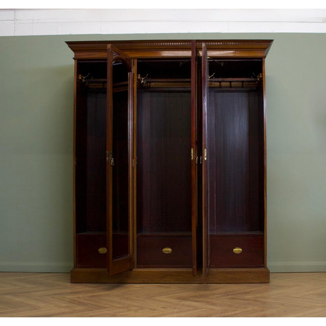 Antique Edwardian Walnut Wardrobe, 1900s For Sale - Image 6 of 14