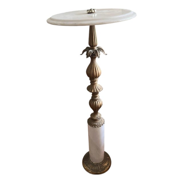 Vintage Hollywood Regency Style End Table Constructed of Marble For Sale