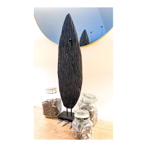 Contemporary Hand-Carved Abstract Wood Sculpture.