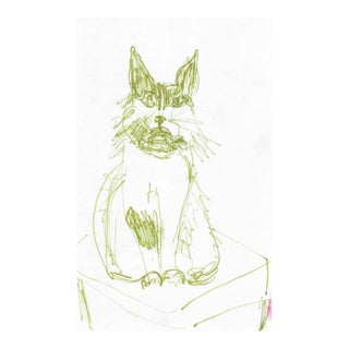 Modern Drawing of Cat by Jim Guest For Sale