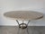 Italian Hollywood Regency Maison Jansen–Style Chrome & Brass Accent Table With Travertine Marble Top For Sale In Miami - Image 6 of 12
