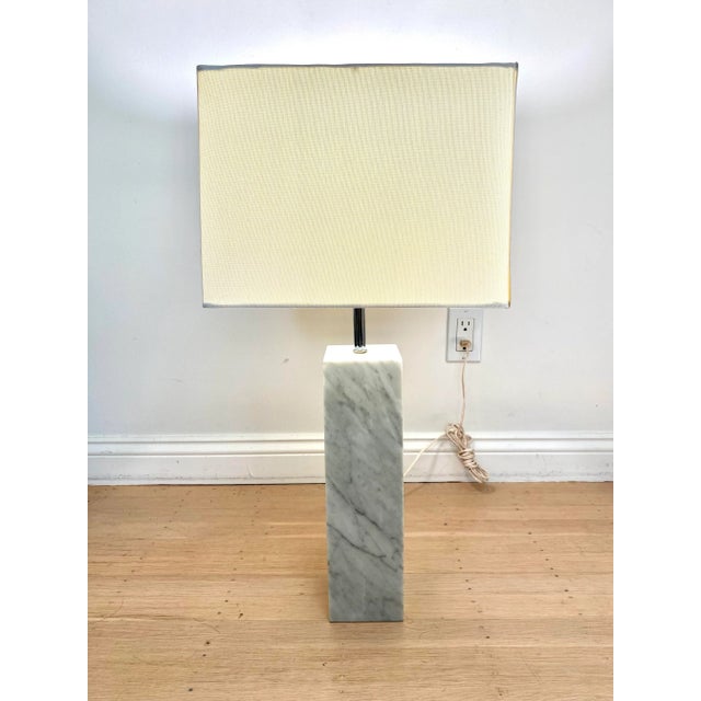 Modernist Light Gray Carrara Marble Table Lamp in the Manner of Walter Von Nessen For Sale - Image 10 of 13