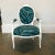 Italian Vintage White Wood Arm Chair in Teal Graffito For Sale - Image 4 of 8