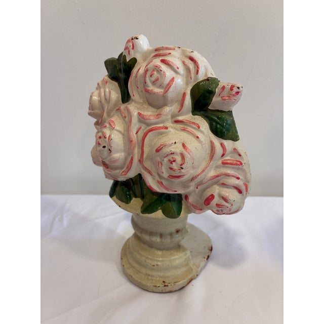 Victorian Antique Rose Bouquet Cast Iron Doorstop For Sale - Image 3 of 7
