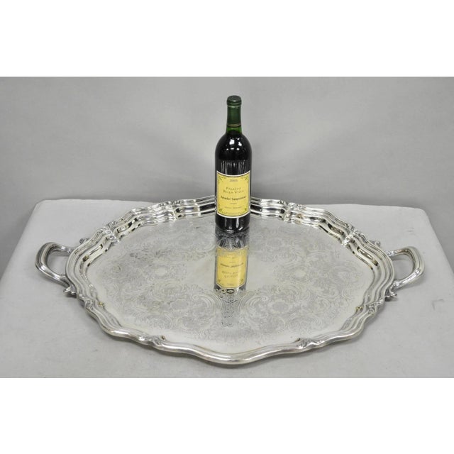 Antique Reed & Barton Winthrop Silver Plated Victorian Bar Serving Platter Tray. Circa Early 20th Century. Measurements:...