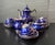 Art Nouveau Antique Deusca Porzellan Pure Silver Overlay Tea Set, Cobalt - 19 pcs For Sale - Image 3 of 10