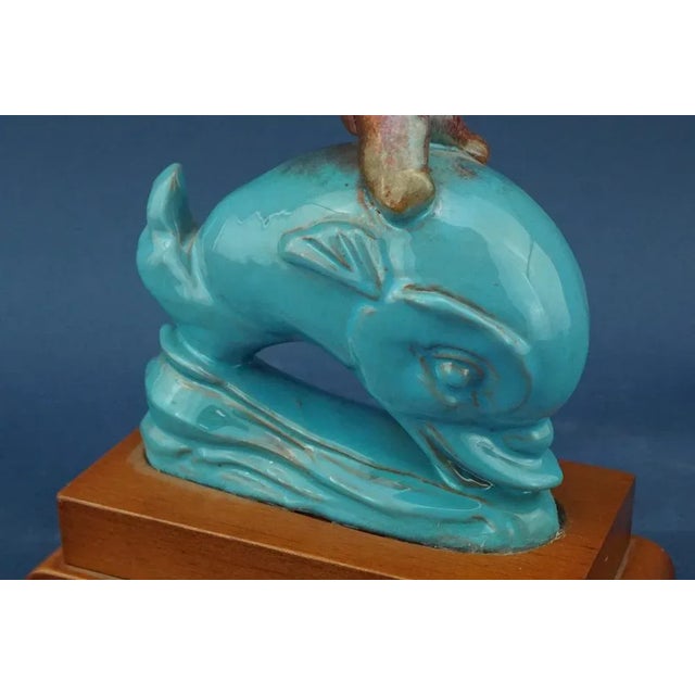 20th Century Futurist Ceramic Sculpture of Cherub on Dolphin by Riccardo Gatti, Italy For Sale - Image 17 of 18