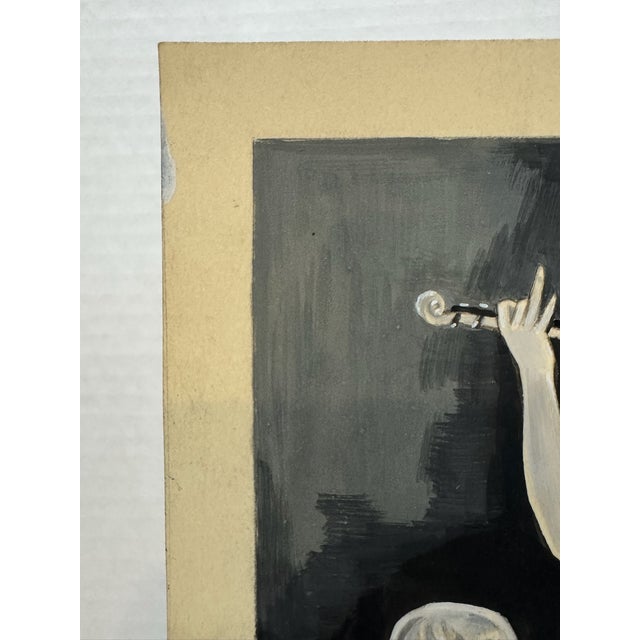 1940s 1940s Original Signed Graphite Illustration of Music Recital, 10.5 X 8.5 In. For Sale - Image 5 of 7