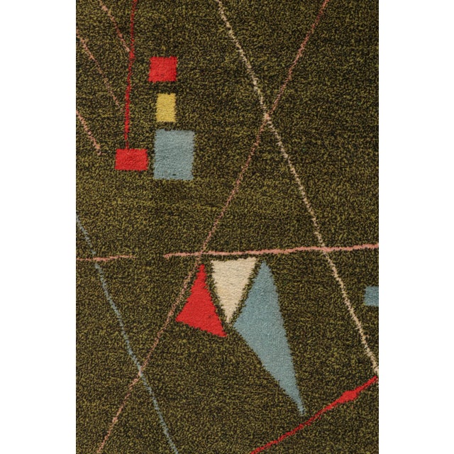 1960s Vintage Zeki Müren Rug in Chartreuse With Geometric Patterns by Rug & Kilim For Sale In New York - Image 6 of 8