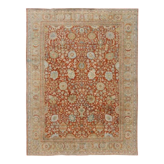Red Vintage Persian Tabriz Handmade Wool Rug For Sale