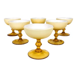 Vintage Carlo Moretti Butterscotch Cased Glass Coupes - Set of 6 For Sale