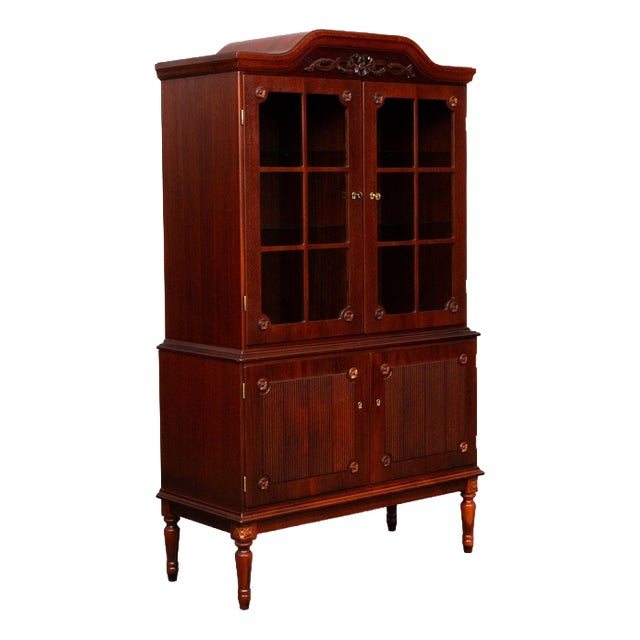 Antique Style Mahogany Display Cabinet, Late 20th Century For Sale
