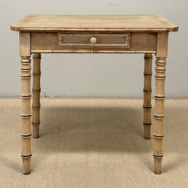 Late 19th Century 19th Century French Stripped Pine Faux Bamboo End Table With Drawer For Sale - Image 5 of 18