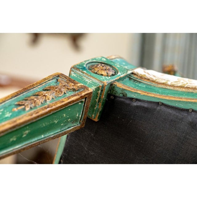 French Extraordinary Pair of Antique French Louis XVI Style Painted Armchairs For Sale - Image 3 of 13