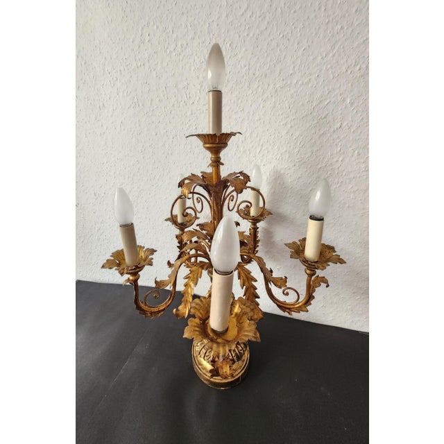 Vintage Hollywood Regency Louis XV 6-Light Florentine Floor Lamp, Italy, 1920s, Set of 2 For Sale - Image 18 of 18