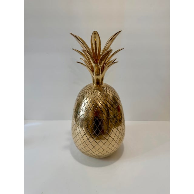 1960s Extra Large Brass Pineapple Ice Bucket, Hollywood Regency Style For Sale - Image 10 of 11