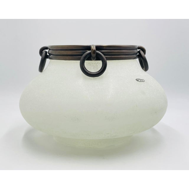 Modern 1980s Seguso Murano Scavo Glass & Bronze Center Bowl Signed, Italian Modernism For Sale - Image 3 of 18