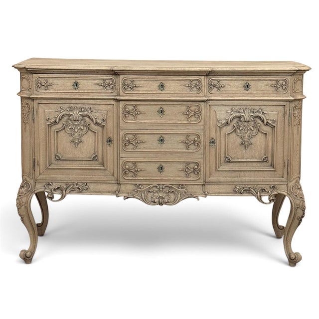 Antique Liege Regence Style Country French Buffet ~ Credenza in Stripped Oak For Sale - Image 4 of 18