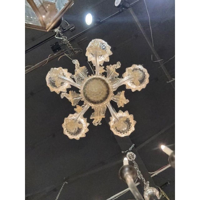 2000 - 2009 Murano Amber and Clear Venetian Chandelier For Sale - Image 5 of 5