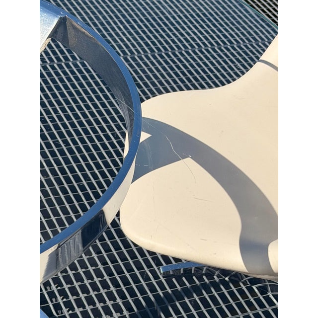 Space Age Chrome, Glass and White Leather Dining Room Set by Euro Steel, 1970s, Set of 5 For Sale - Image 13 of 18