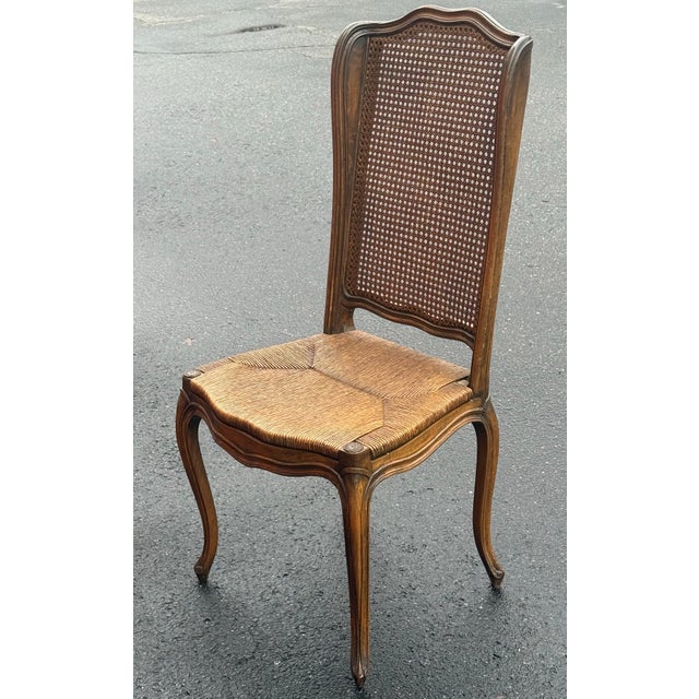 Vintage Cane Back Louis XV Rush Seat Dining Chairs - Set of 6 For Sale - Image 9 of 12