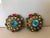 Vintage Mexican Colored Crystal and Petit Point Pearl Cluster Earrings - 2 Pieces For Sale - Image 4 of 8