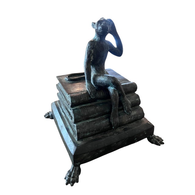 Maitland Smith Seated Bronze Monkey Box with removable lid and four claw feet. No makers mark but I personally guarantee...