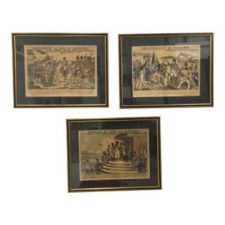 Early 19th Century Antique “Imageries D’Epinal” Woodcut Prints - Set of 3 For Sale