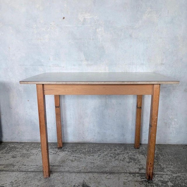 Mid-Century Blue Floral Formica Kitchen Dining Table For Sale - Image 4 of 7
