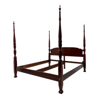 Late 20th Century Cherry King Size Tobacco Leaf Carved Four Poster Bed For Sale