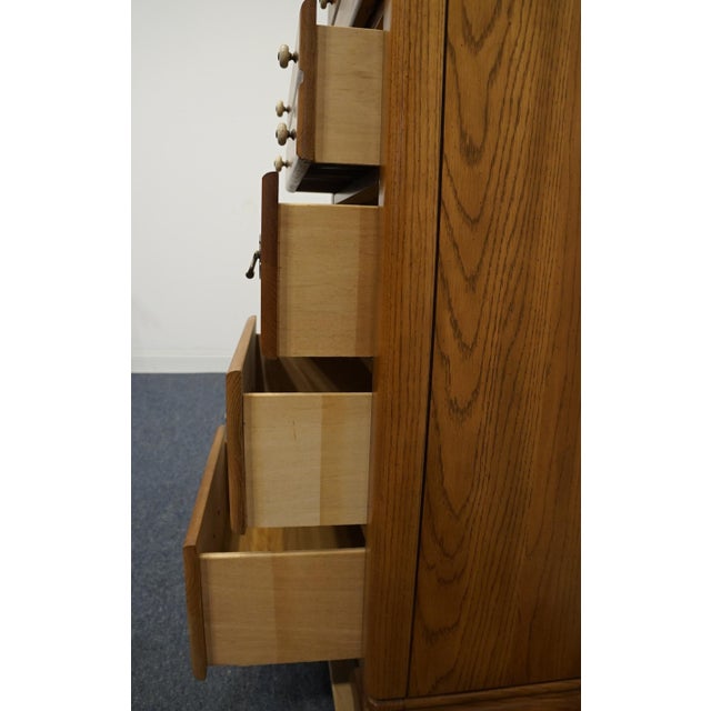 Bassett Furniture Heritage Oak Country French 26" Lingerie / Jewelry Chest With Fold-Down Mirror 2288-259 For Sale - Image 9 of 12