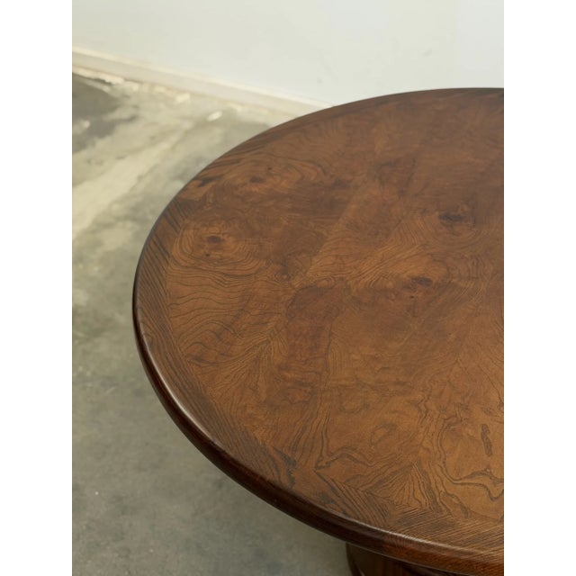 Burl & Oak Pedestal Column Table For Sale - Image 4 of 11
