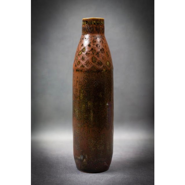 Bottle Vase in Mottled Brown Glazed Stoneware by Carl-Harry Stålhane for Rörstrand, Sweden, 1960 For Sale - Image 6 of 16