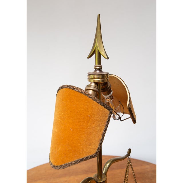 Balance Brass and Leather Table Lamp, 1970s For Sale - Image 6 of 11