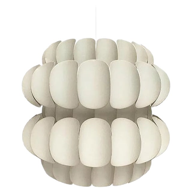 Mid-Century Swiss White Metal Pendant Lamp by H. Zender for Temde For Sale