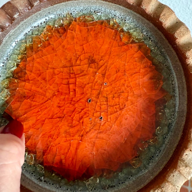 1970s Mid Century Modern Signed Ceramic Robert Maxwell Ashtray W Blenko Glass Vintage For Sale - Image 5 of 5