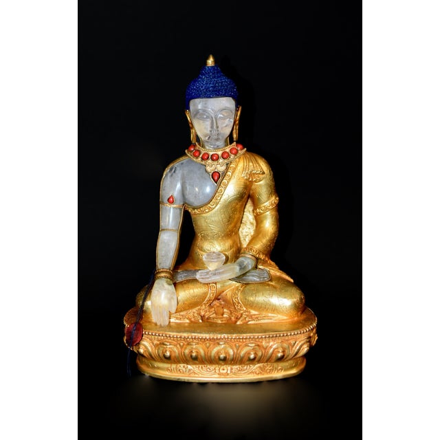 Late 20th Century Late 20th Century Natural Rock Crystal Gilt Bronze Buddha Nepal Authenticity Seal For Sale - Image 5 of 18