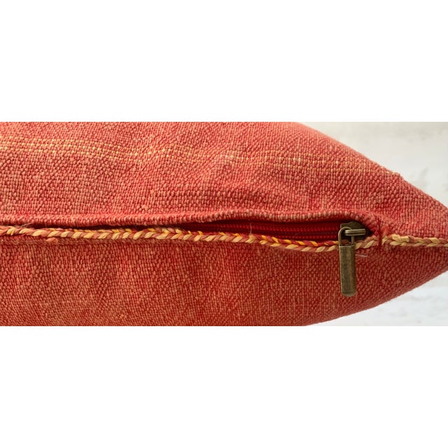 Contemporary Red Brick Silk Sabra Pillow Covers- a Pair For Sale - Image 6 of 9