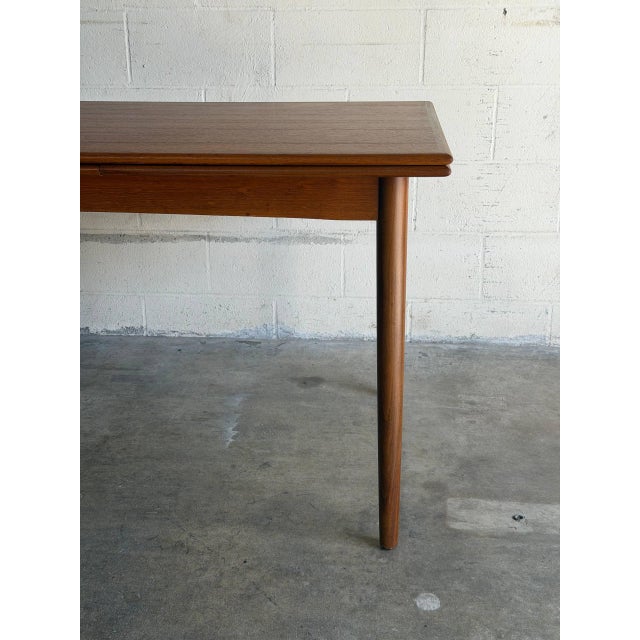 Solid Teak Extendable Dining Table With Leaves Danish Mid-Century Modern 1960s For Sale - Image 10 of 10