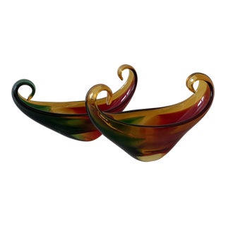 Vintage Murano Glass Decorative Bowls - Set of 2 For Sale